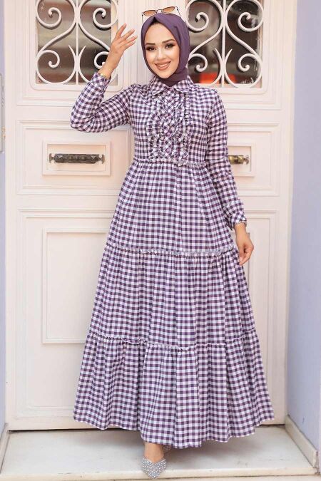 Modest Purple Long Sleeve Dress 2702MOR - NEVA STYLE