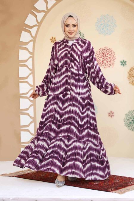 Modest Purple Maxi Dress 235806MOR - NEVA STYLE