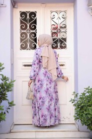 Modest Purple Plus Size Floral Dress 27991MOR - 3