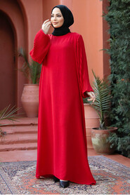 Modest Red Eid Dress 57352K - 1