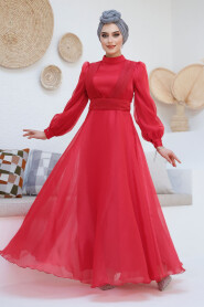 Modest Red Evening Dress 45701K - 1