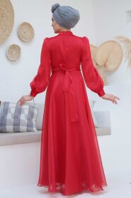 Modest Red Evening Dress 45701K - 4