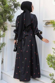 Modest Red Flora Longl Dress 61093K - 3