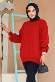 Modest Red Knitwear Jumper Top 17201K - 2