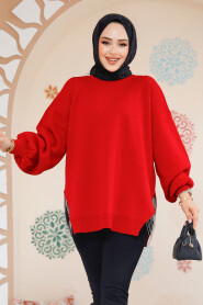 Modest Red Knitwear Jumper Top 17202K - 2