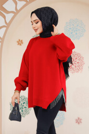 Modest Red Knitwear Jumper Top 17202K - 4