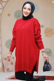 Modest Red Knitwear Jumper Top 17203K - 2