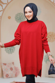 Modest Red Knitwear Jumper Top 17203K - 3