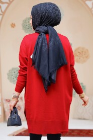 Modest Red Knitwear Jumper Top 17203K - 4