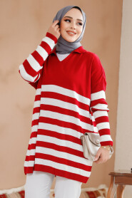 Modest Red Knitwear Jumper Top 53401K - 2