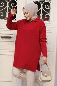 Modest Red Knitwear Tunic 65903K 