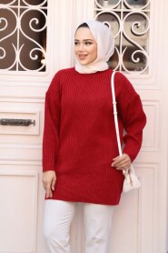 Modest Red Knitwear Tunic 7852K - 1