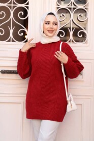 Modest Red Knitwear Tunic 7852K - 3