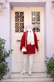 Modest Red Knitwear Tunic 7852K - 4