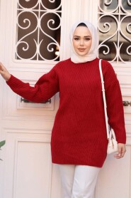 Modest Red Knitwear Tunic 7852K - 2