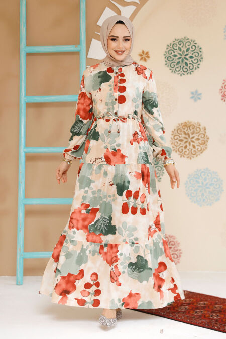 Modest Red Maxi Dress 10214K - NEVA STYLE