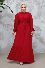 Modest Red Summer Dress 65878K 