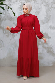 Modest Red Summer Dress 65878K - 3