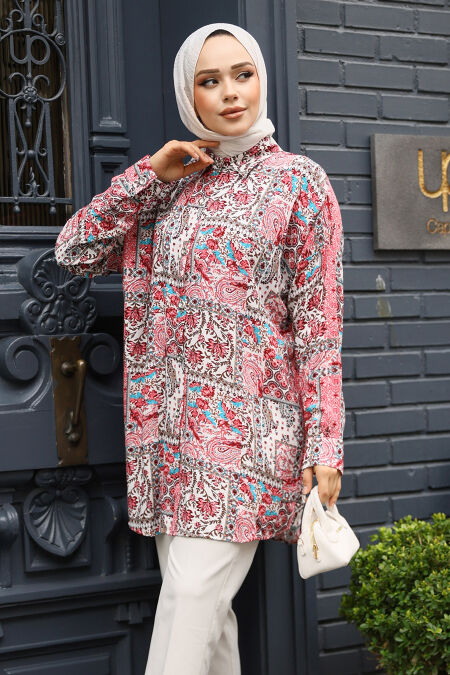 Modest Red Tunic 20410K - NEVA STYLE