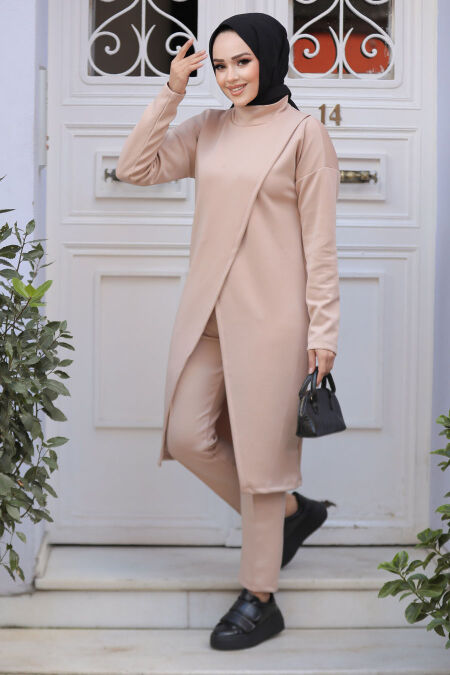Modest Salmon Pink Dual Suit 80012SMN - NEVA STYLE