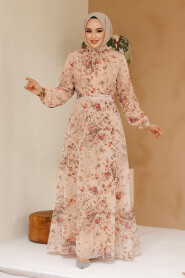 Modest Salmon Pink Floral Plus Size Dress 27966SMN - 3