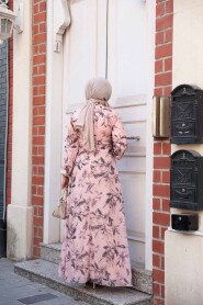 Modest Salmon Pink Floral Plus Size Dress 279915SMN - 3