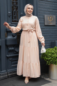 Modest Salmon Pink Long Dress 22042SMN - 2