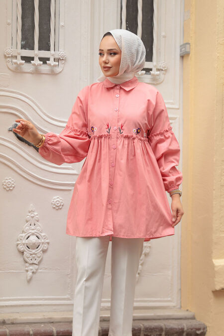 Modest Salmon Pink Top 40603SMN - NEVA STYLE