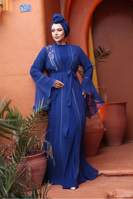 Modest Sax Blue Bridesmaid Dress 25905SX - NEVA STYLE