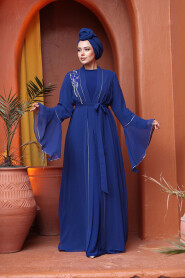 Modest Sax Blue Bridesmaid Dress 25905SX - 3