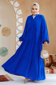 Modest Sax Blue Dress For Women 20612SX - 2