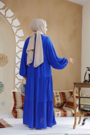 Modest Sax Blue Dress For Women 20612SX - 4