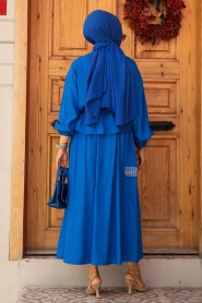 Modest Sax Blue Dual Skirt Suit 14225SX - 4