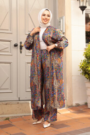 Modest Sax Blue Kimono Dual Suit 12885SX - 2