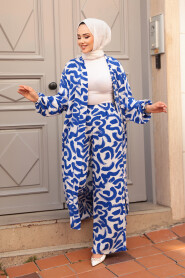  Modest Sax Blue Kimono Dual Suit 12886SX - 3