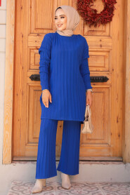 Modest Sax Blue Knitwear Dual Suit 10202SX - 1