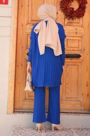 Modest Sax Blue Knitwear Dual Suit 10202SX - 3