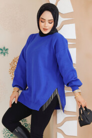 Modest Sax Blue Knitwear Jumper Top 17202SX - 2