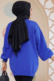 Modest Sax Blue Knitwear Jumper Top 17202SX - 4