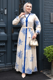 Modest Sax Blue Long Dress 23925SX - 2