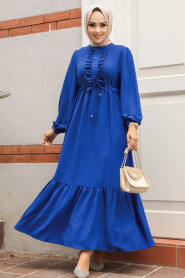 Modest Sax Blue Maxi Dress 6731SX - 1