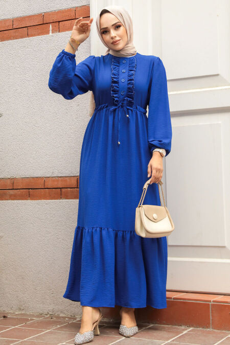 Modest Sax Blue Maxi Dress 6731SX - Neva-style.com