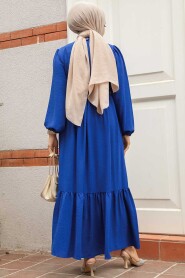 Modest Sax Blue Maxi Dress 6731SX - 3