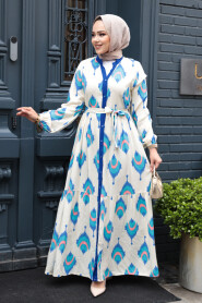 Modest Sax Blue Pastel Dress 23926SX 