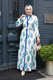 Modest Sax Blue Pastel Dress 23926SX - 2
