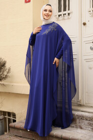 Modest Sax Blue Plus Size Abaya Dress 25908SX - 2