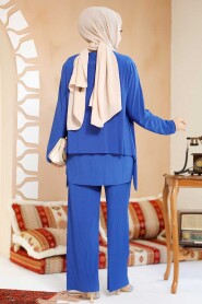 Modest Sax Blue Plus Size Dual Suit 70212SX - 3