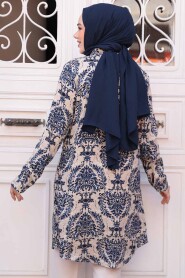Modest Sax Blue Plus Size Top 11737SX - 3