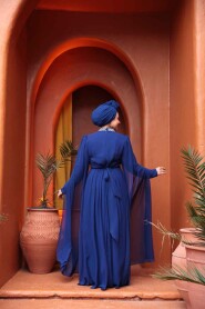 Modest Sax Blue Plus Size Wedding Dress 25911SX - 3