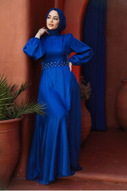 Modest Sax Blue Prom Dress 23301SX - 2